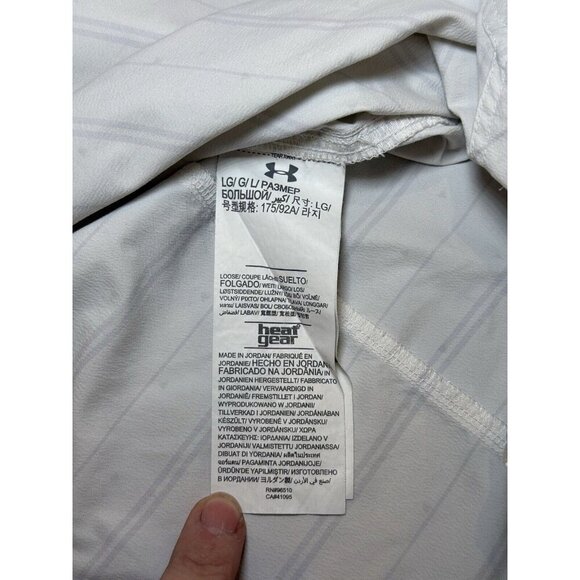 Men's Under Armour Loose Fit Logo Shirt Light Gray White Sz L - Picture 3 of 8